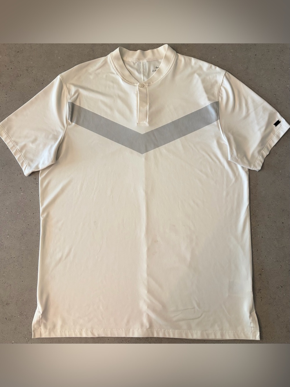 Nike Men's White Polo with Grey Chevron Detail- Tiger Woods Collection